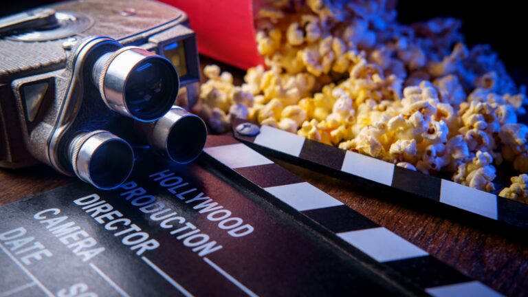 film camera, popcorn