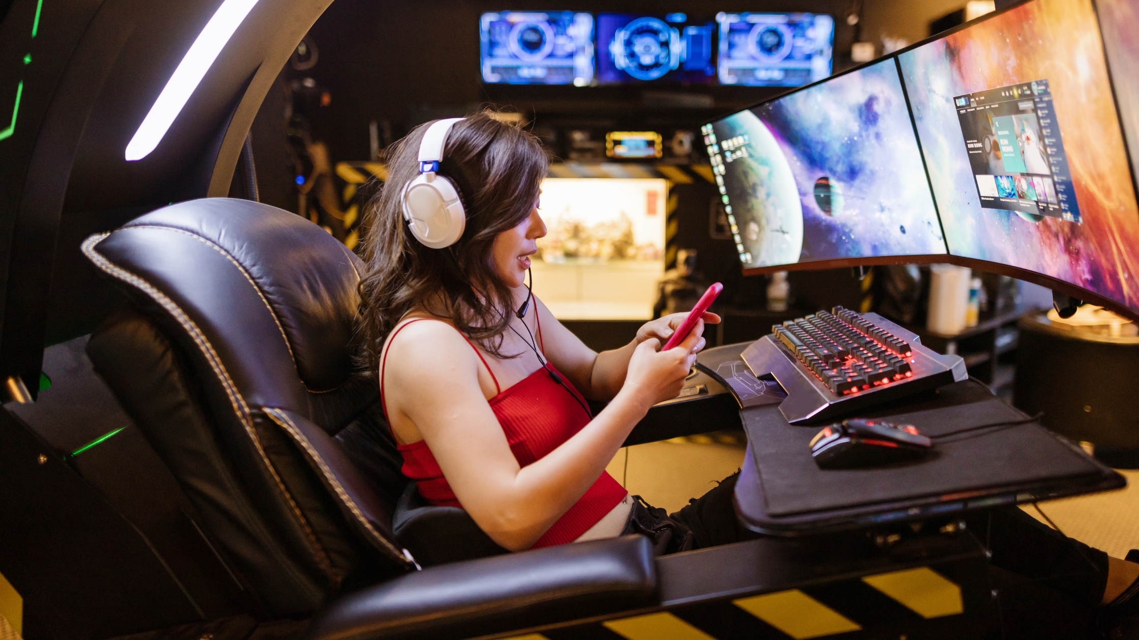a girl gamer playing game